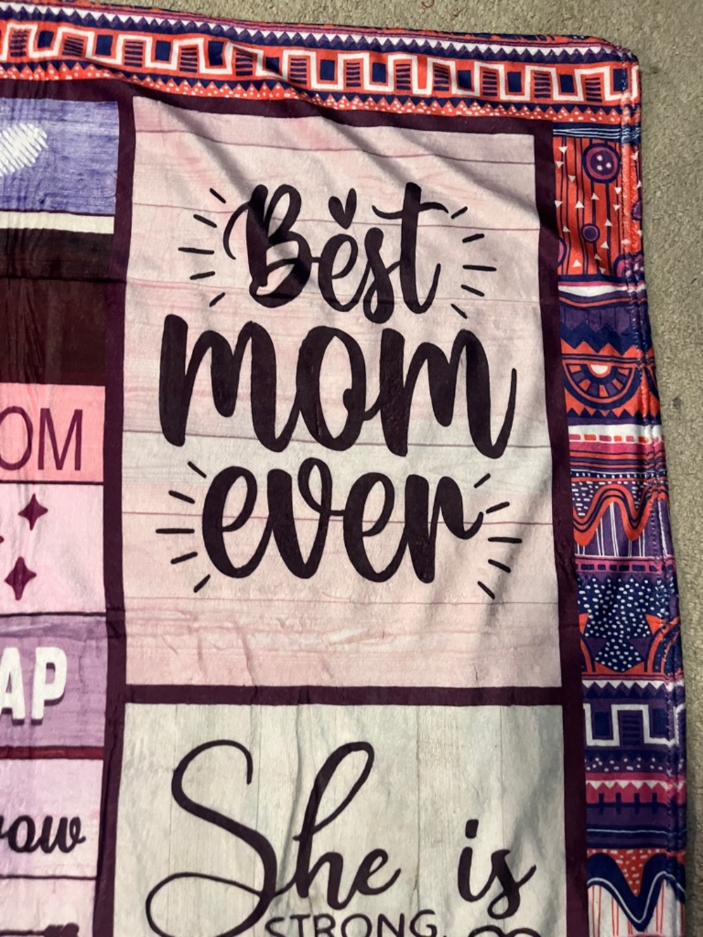 GREAT FOR MOTHERS DAY Best Mom Ever Sentimental Pink & Purple Throw Blanket NWOT - Picture 6 of 10
